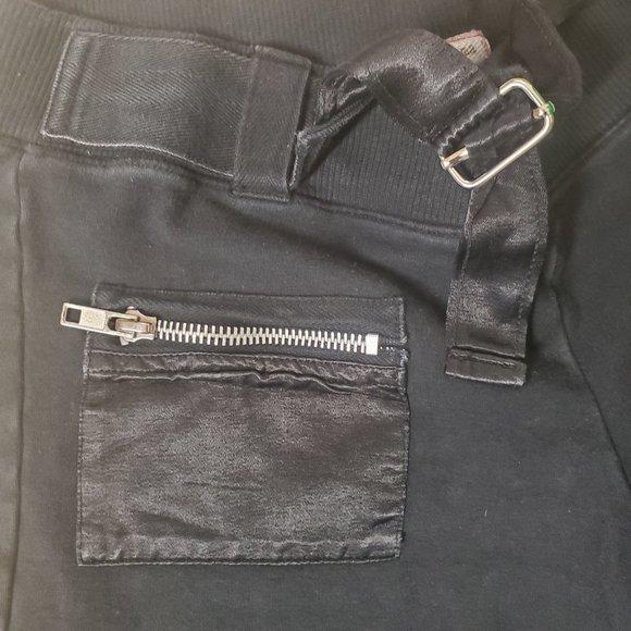 Major De Lema Vintage 90s Black Cargo Jogger Sweatpants Lounge Pants Sz XS - Picture 2 of 7